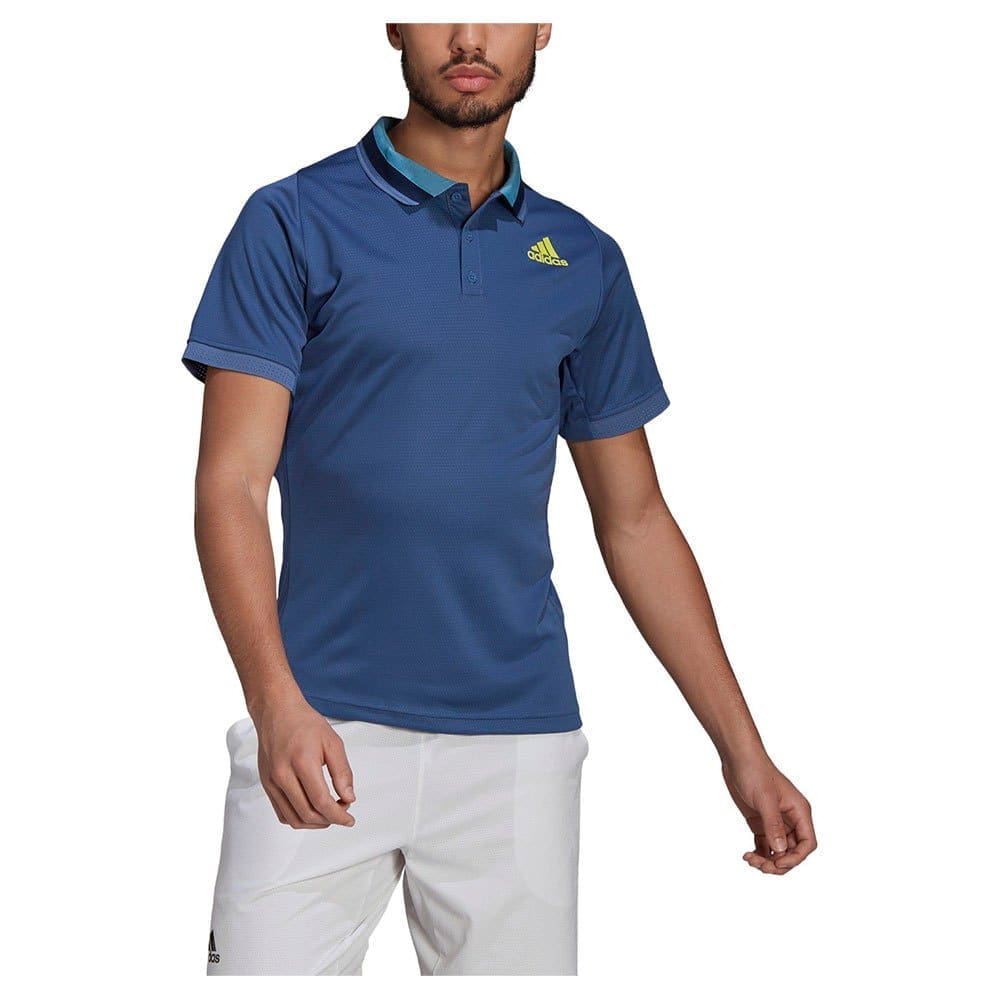Adidas Tennis Freelift Primeblue Heat Ready Short Sleeve Polo Shirt Blauw S Man
