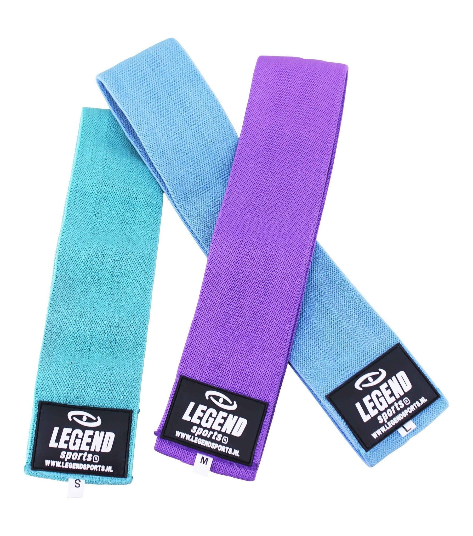 Legend Sports Legend Weerstandsband - Hoogste kwaliteit elastaan - Set van 3 paar - Mint groen, blauw en paars