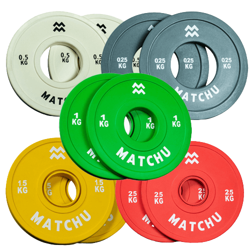 Matchu Sports Fractional plates - Set - 2x elk gewicht - Grijs, beige, groen, geel, rood - Rubber