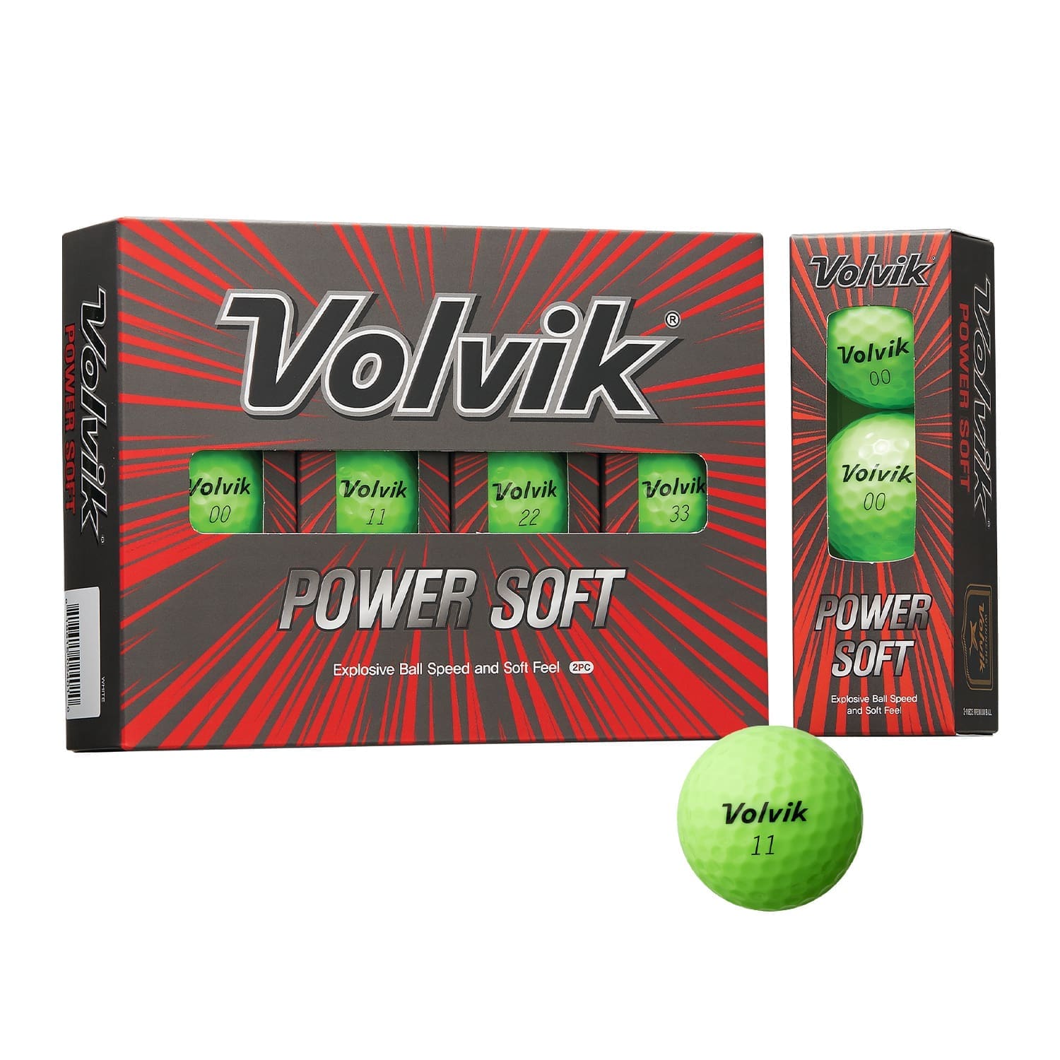 Set van 12 golfballen Volvik Powersoft verte