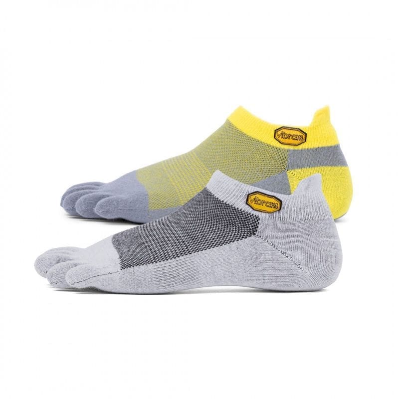 Vibram Five Fingers Athletic No-Show 2 Pack - Hardloopsokken Grey / Yellow / Grey L (42-45)